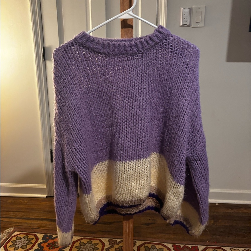 fab'rik Lavender and Cream Knit Sweater